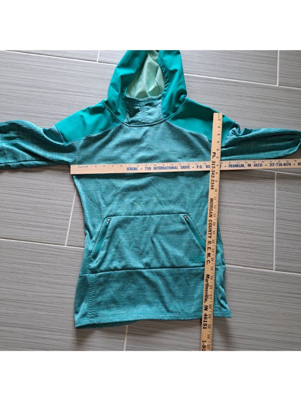 The North Face Womens Mountain Athletics Teal Green  Pullover Hoodie Small - Picture 9 of 10